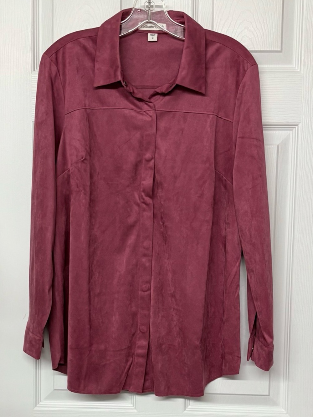 Coldwater Creek Raspberry Color Brushed Fabric Snap Front Top Shacket Sz M